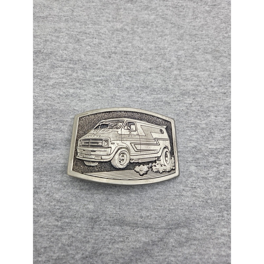 Large Solid Pewter 1976 Dodge Cargo Van Hot Rod Wheels Heavy Belt Buckle